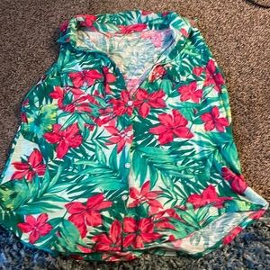 Hawaiian print sleeveless top Xl